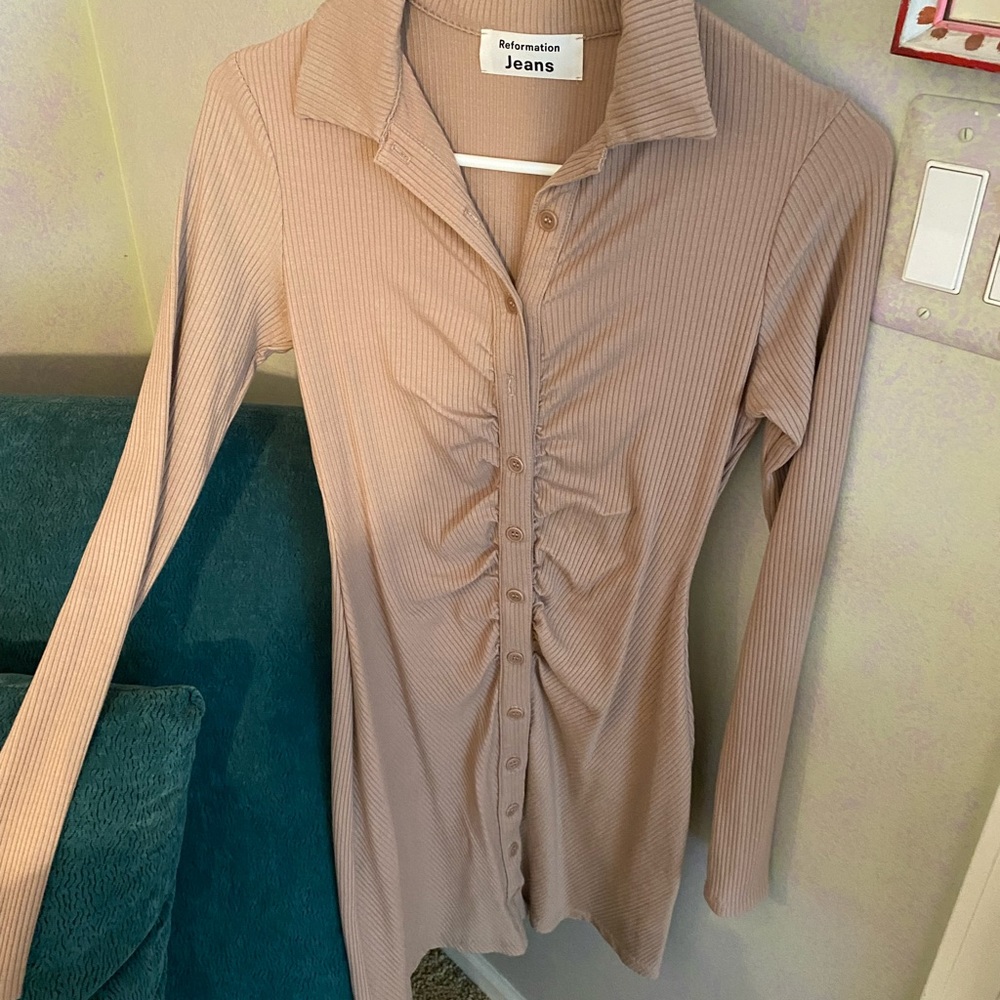 Reformation Jeans Tan Amy button down Dress
